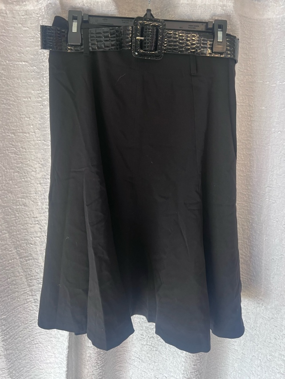 Grace Elements Black swing skirt with Patent Croc-Textured belt